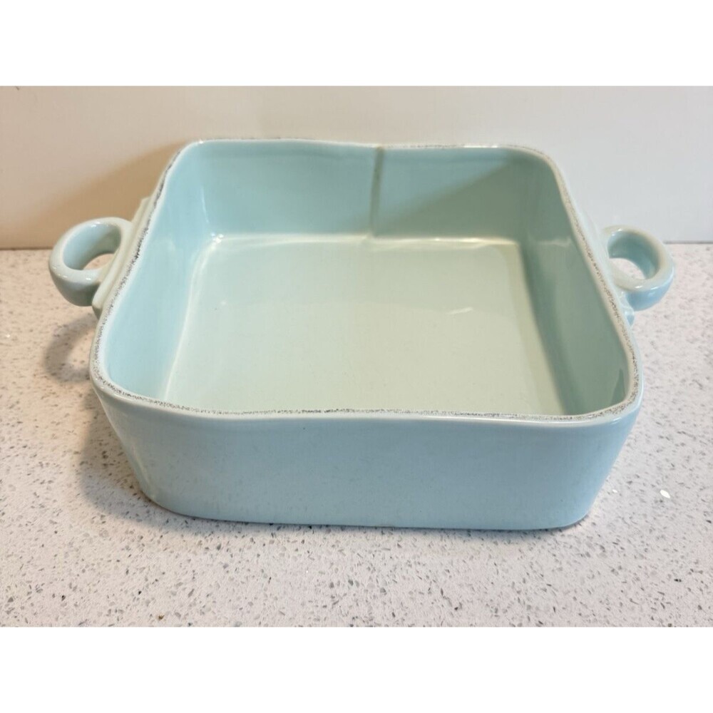 Vietri Italian Rectangle Ceramic Baking Dish Aqua 8" Stoneware